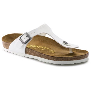 Birkenstock Women's Gizeh Birko-Flor White Leather Sandal
