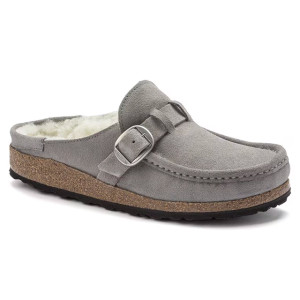 Birkenstock Women's Buckley Shearling Stone Coin Suede Leather Clog