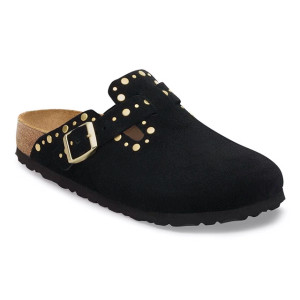 Birkenstock Boston Clog – Rivet Black Suede Leather – Women’s