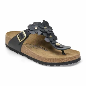 Birkenstock Gizeh Flowers Sandal – Black leather – Women's