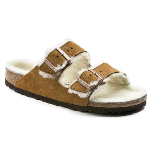 Birkenstock Arizona Shearling Sandal – Mink Suede Leather – Unisex