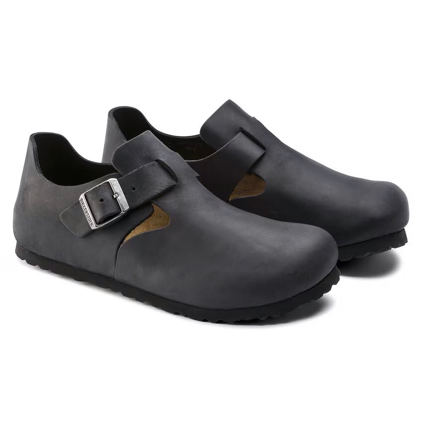 靴 BIRKENSTOCK London Birkenstock London Black Oiled Leather Shoe | Unisex - Simply