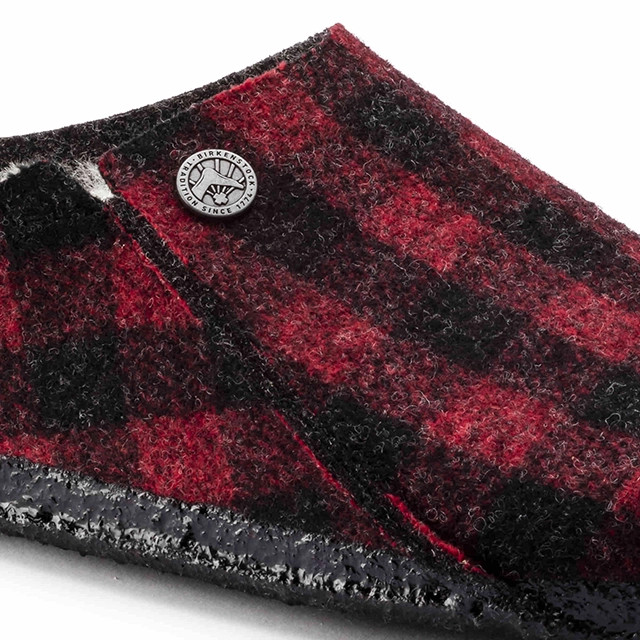 Birkenstock Zermatt Clog – Shearling Wool-Felt Plaid Red – Unisex