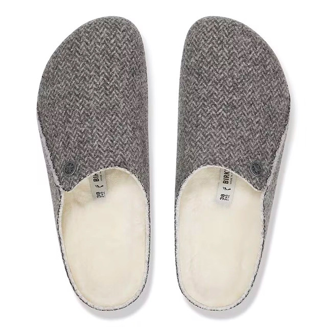 Birkenstock Zermatt Clog – Wool Shearling Herringbone Gray – Unisex