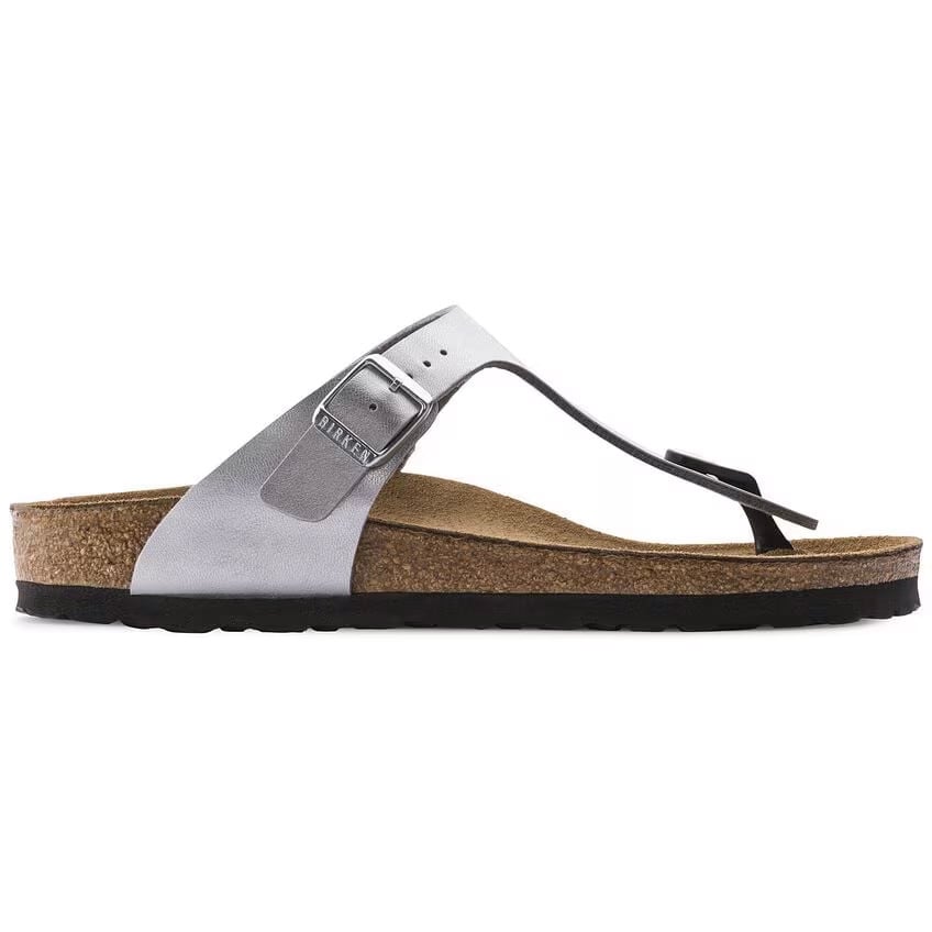 Birkenstock Gizeh Sandal – Silver Birko-Flor Leather – Women’s