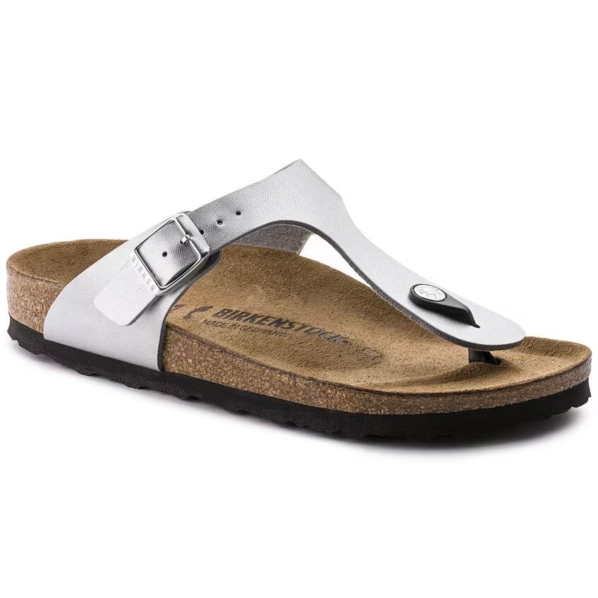 Birkenstock Gizeh Sandal – Silver Birko-Flor Leather – Women’s