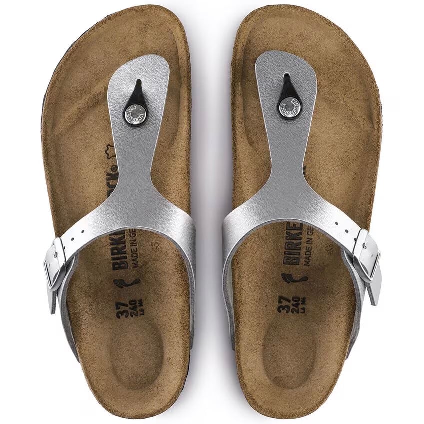 Birkenstock Gizeh Sandal – Silver Birko-Flor Leather – Women’s