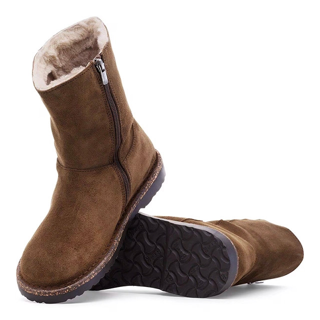 Birkenstock Uppsala Zip Boot – Shearling Dark Tea Suede Leather – Women’s