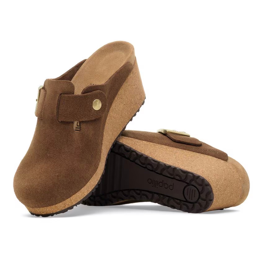 Birkenstock Fanny Dark Tea Suede Leather Clog | Women's - Simply