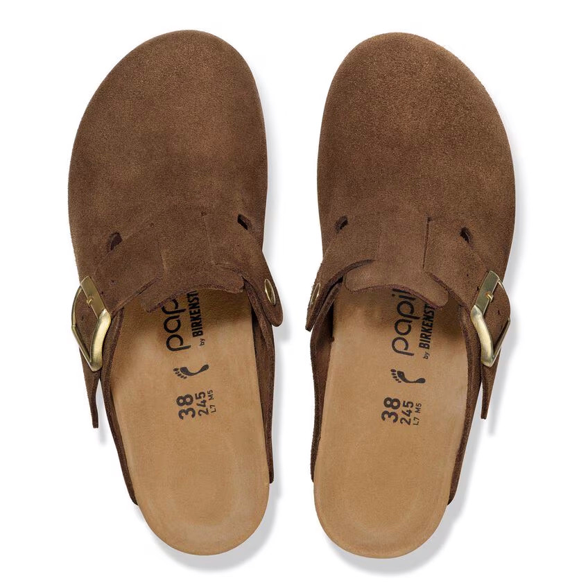 Birkenstock Fanny Dark Tea Suede Leather Clog | Women's - Simply