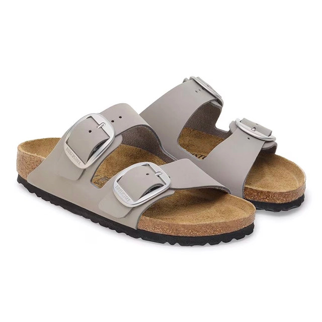 Birkenstock Arizona Sandal – Big Buckle Stone Coin Nubuck Leather – Women’s