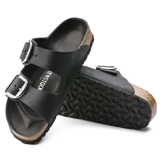 Birkenstock Arizona Sandal – Big Buckle Black Oiled Leather – Women’s