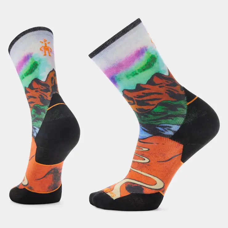 Smartwool Trail Run Targeted Cushion Singletrack Print Socks - Orange Rust