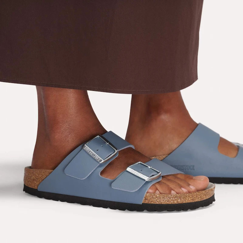 Birkenstock Arizona Sandal – Birko Flor Basalt Gray Pure Sage – Women’s