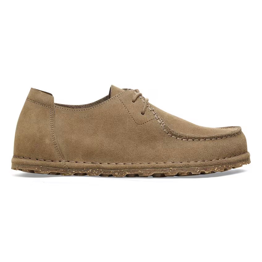Birkenstock Utti Lace Shoe – Gray Taupe Suede Leather – Men’s