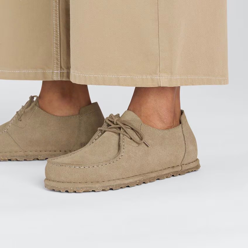 Birkenstock Utti Lace Shoe – Gray Taupe Suede Leather – Men’s