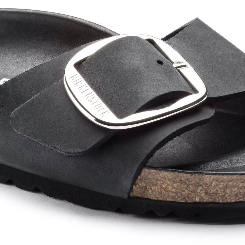 Birkenstock Madrid Big Buckle Sandal – Black Oiled Leather – Women’s