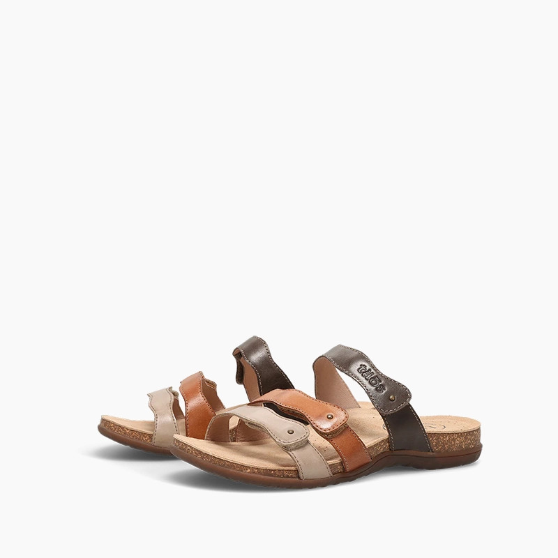 Taos Women's Scribble Sandal - Multi Brown leather