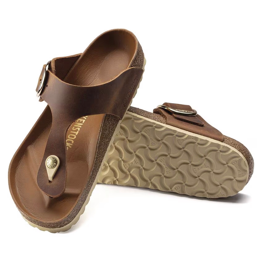 Birkenstock Gizeh Big Buckle Sandal – Cognac Oiled Leather – Women’s