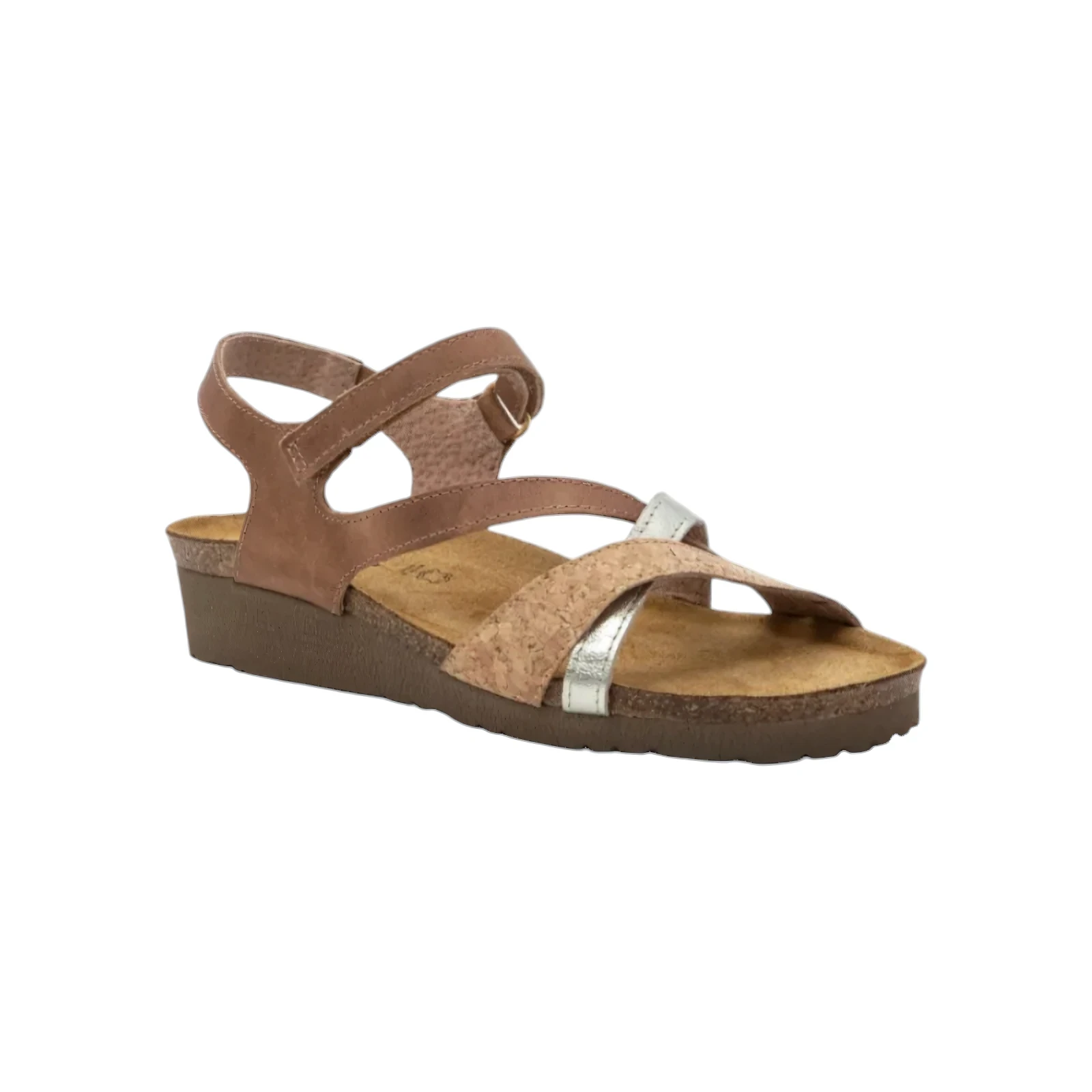Naot Women's Sophia Sandal - Latte/cork/Radiant Gold Leather