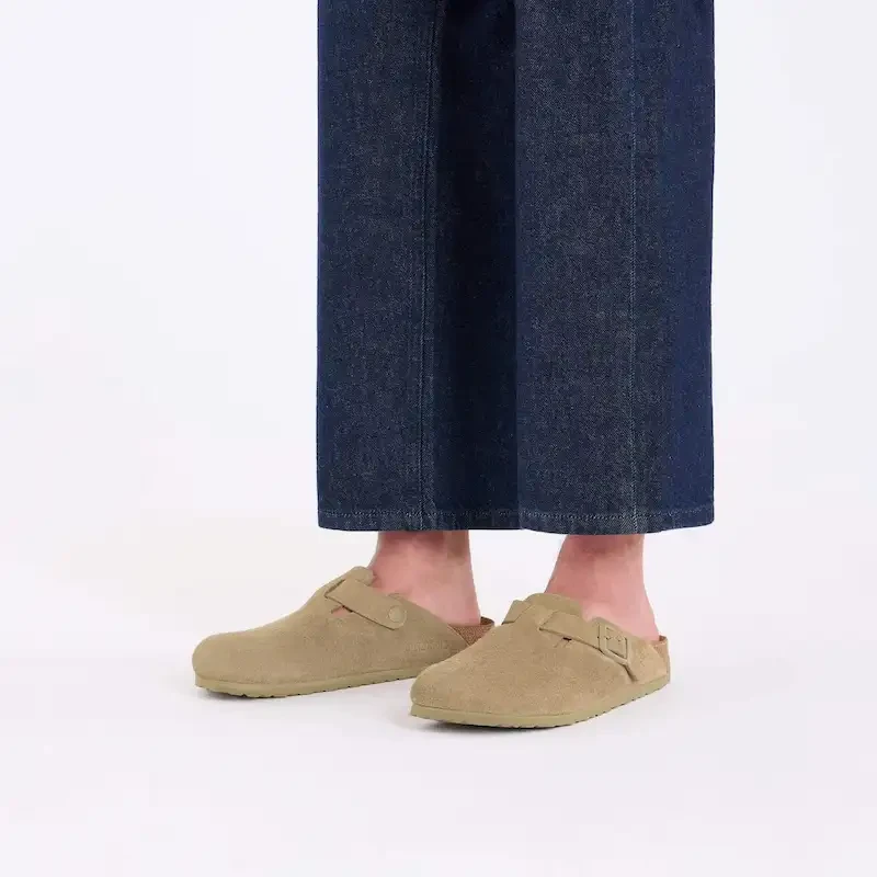 Birkenstock Boston Clog – Faded Khaki Suede Leather – Men's