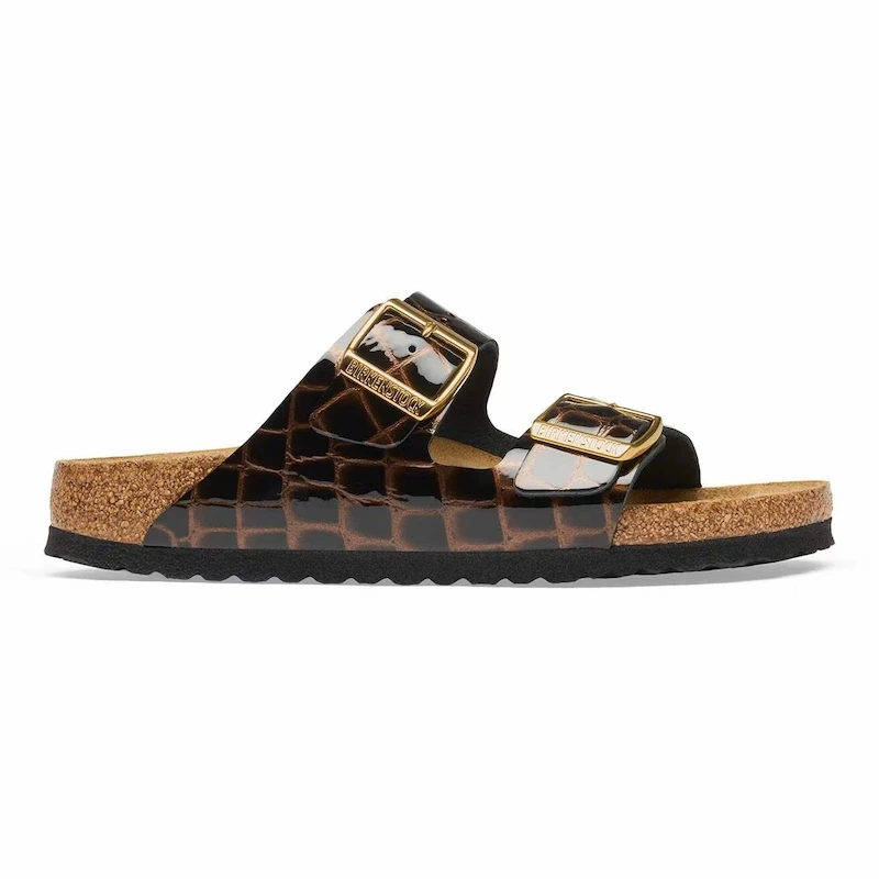 Birkenstock Arizona Embossed Sandal – Black Leather – Women's