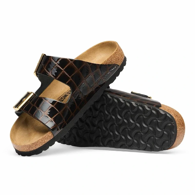 Birkenstock Arizona Embossed Sandal – Black Leather – Women's