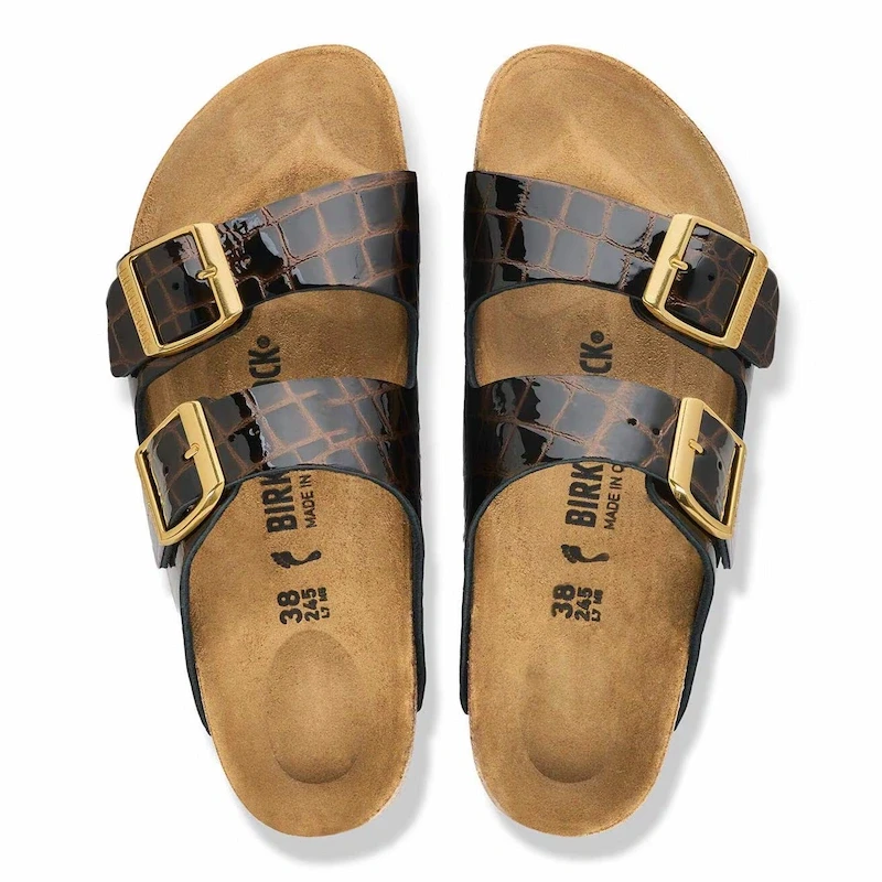 Birkenstock Arizona Embossed Sandal – Black Leather – Women's
