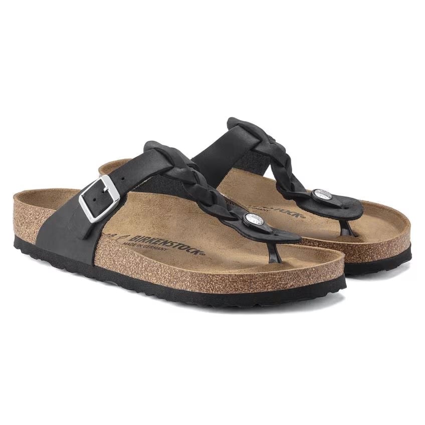 Birkenstock Gizeh Braided Sandal – Black Oiled Leather – Women’s