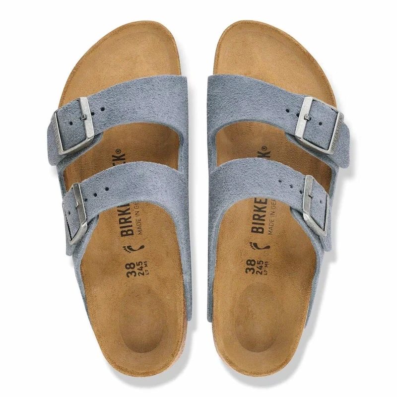Birkenstock Arizona Sandal – Stone Blue Suede Leather – Women's