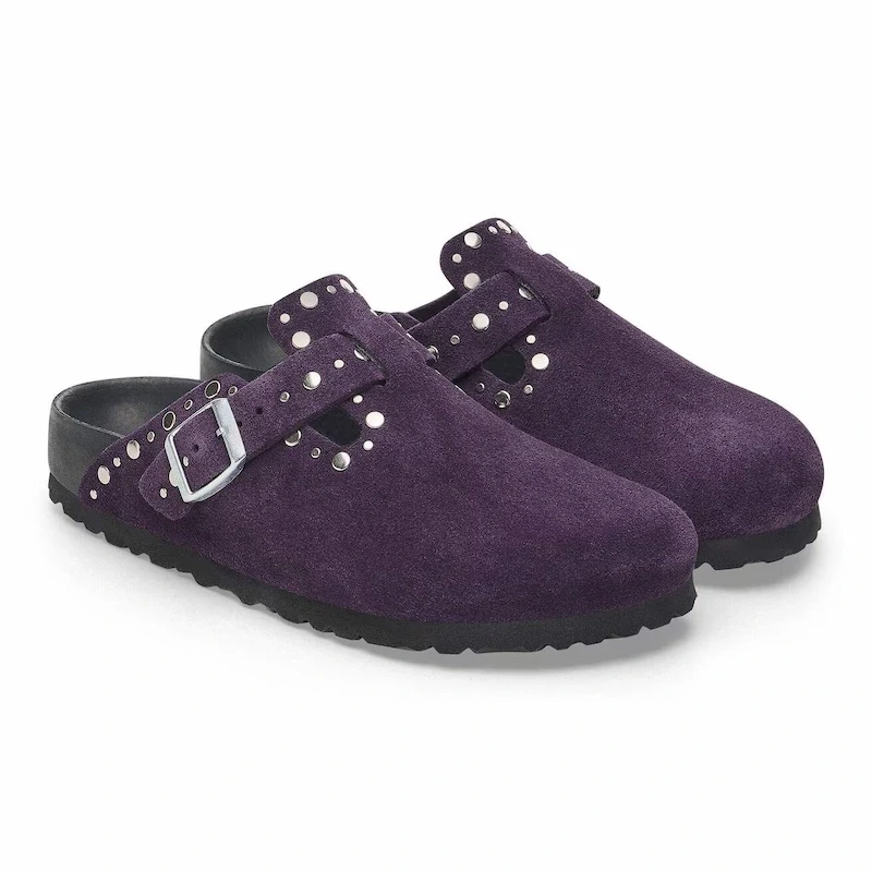 Birkenstock Boston Rivet Clog – Acai Suede Leather – Women's