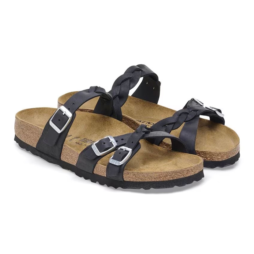 Birkenstock Franca Braided Sandal – Black Oiled Leather – Women’s
