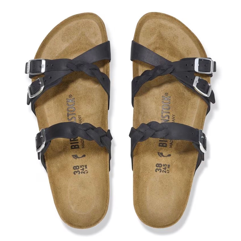 BIRKENSTOCK サンダル ブラック 39サイズ フランカ プレイデッド Birkenstock Franca Braided Black Oiled Leather Sandal | Women's