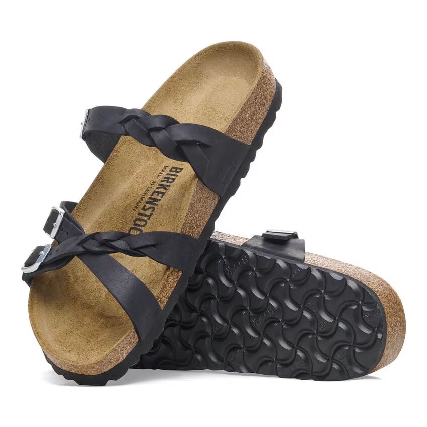 Birkenstock Franca Braided Black Oiled Leather Sandal | Women's