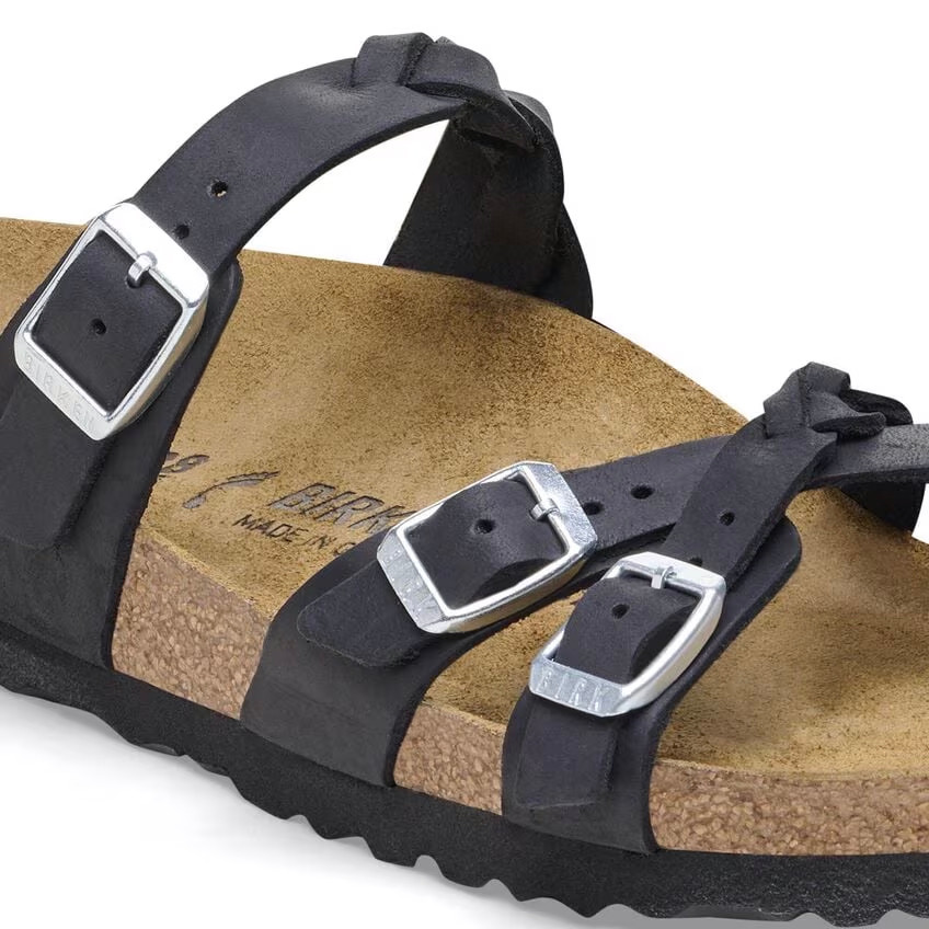 Birkenstock Franca Braided Black Oiled Leather Sandal | Women's