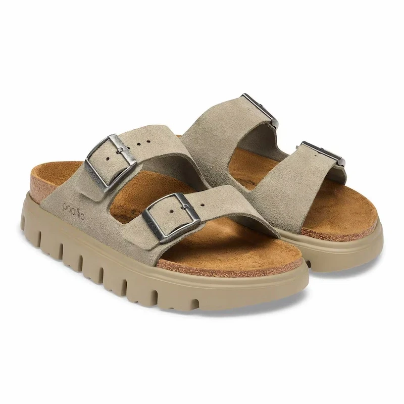 Birkenstock Arizona Chunky Sandal – Taupe Suede Leather – Women's