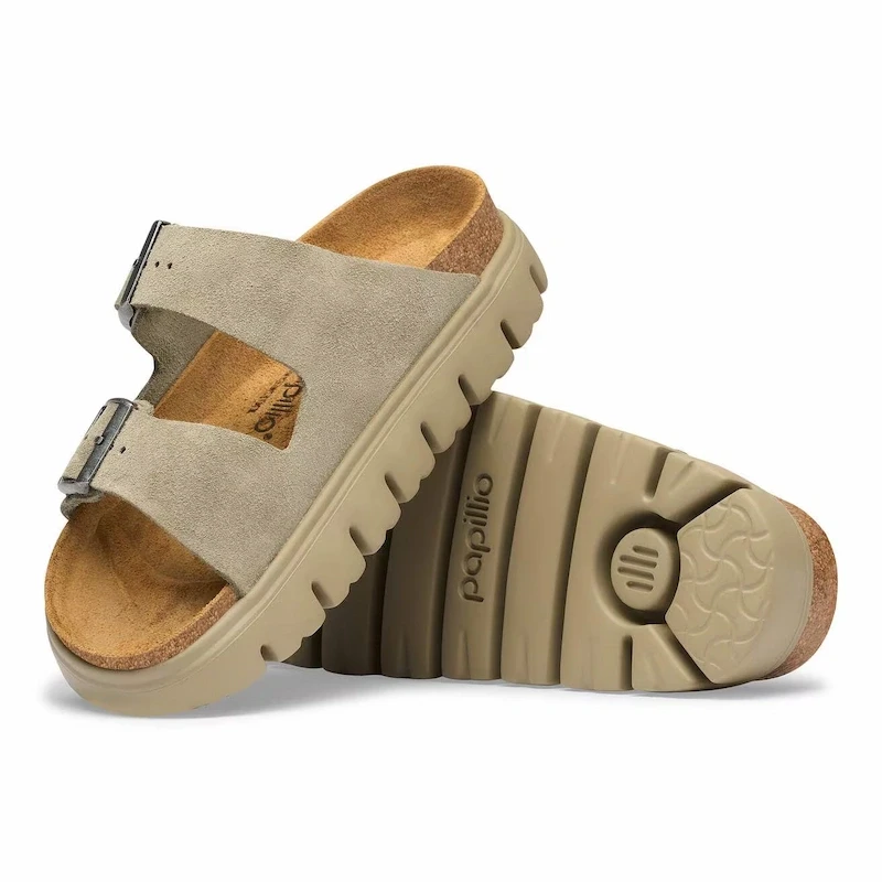 Birkenstock Arizona Chunky Sandal – Taupe Suede Leather – Women's