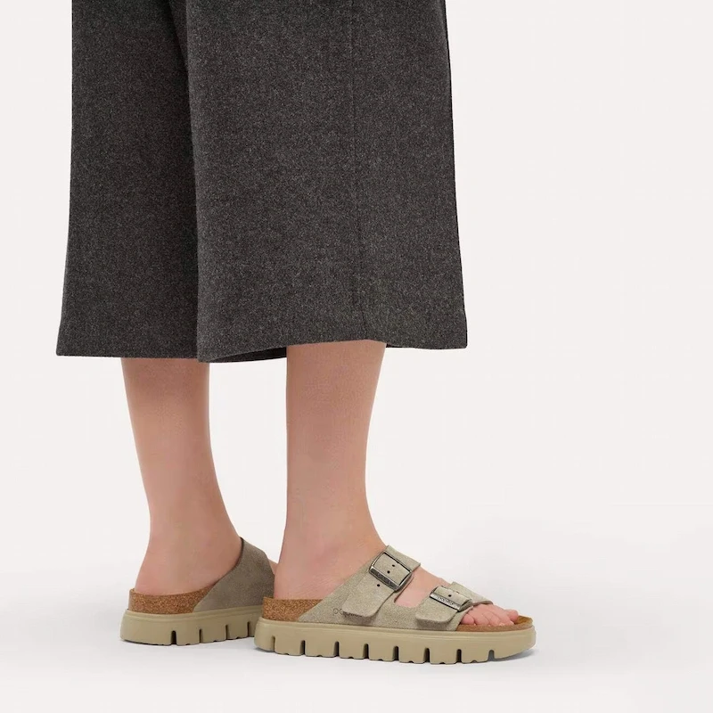 Birkenstock Arizona Chunky Sandal – Taupe Suede Leather – Women's