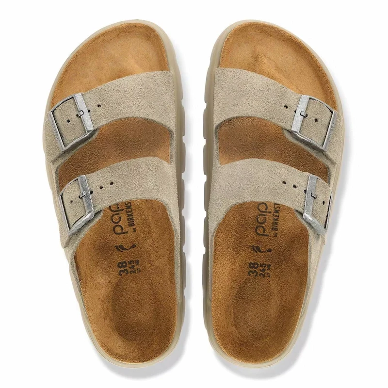 Birkenstock Arizona Chunky Sandal – Taupe Suede Leather – Women's