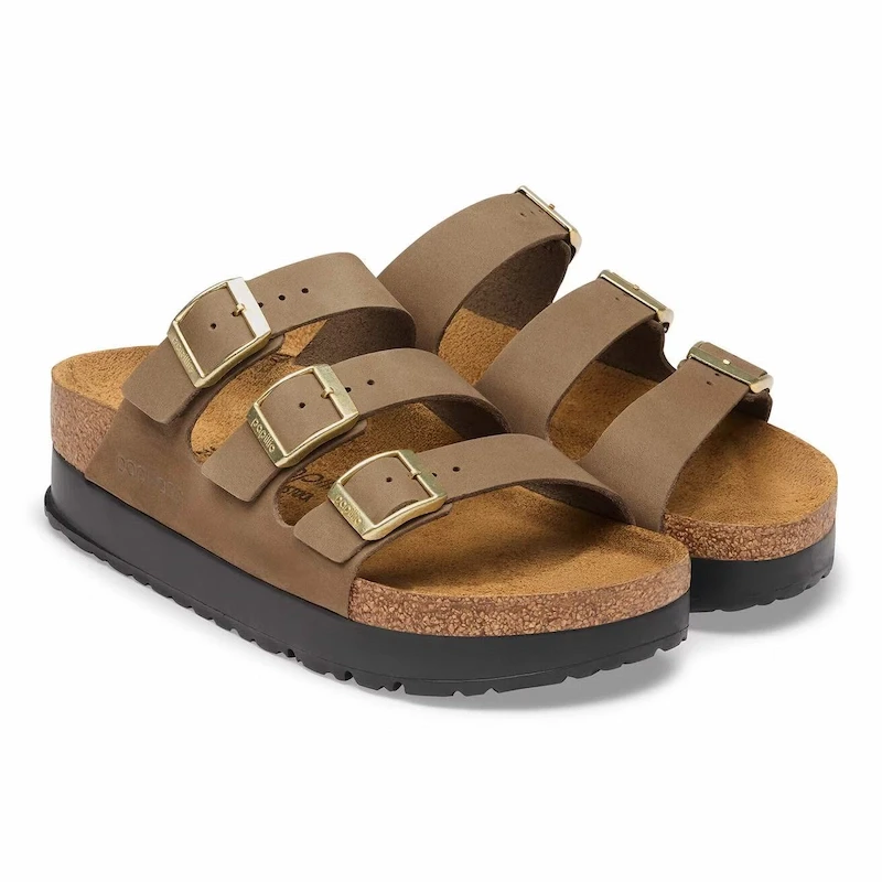 Birkenstock Florida III Flex Platform Sandal – Dark Tea Nubuck Leather – Women's