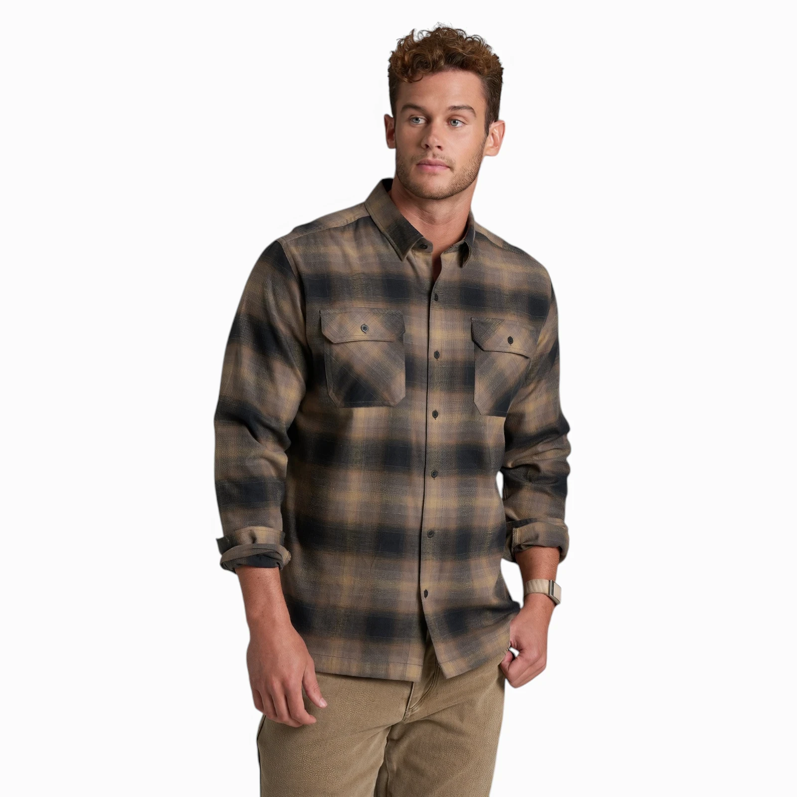 Kuhl Men's Dillingr Flannel LS - Dark Sand
