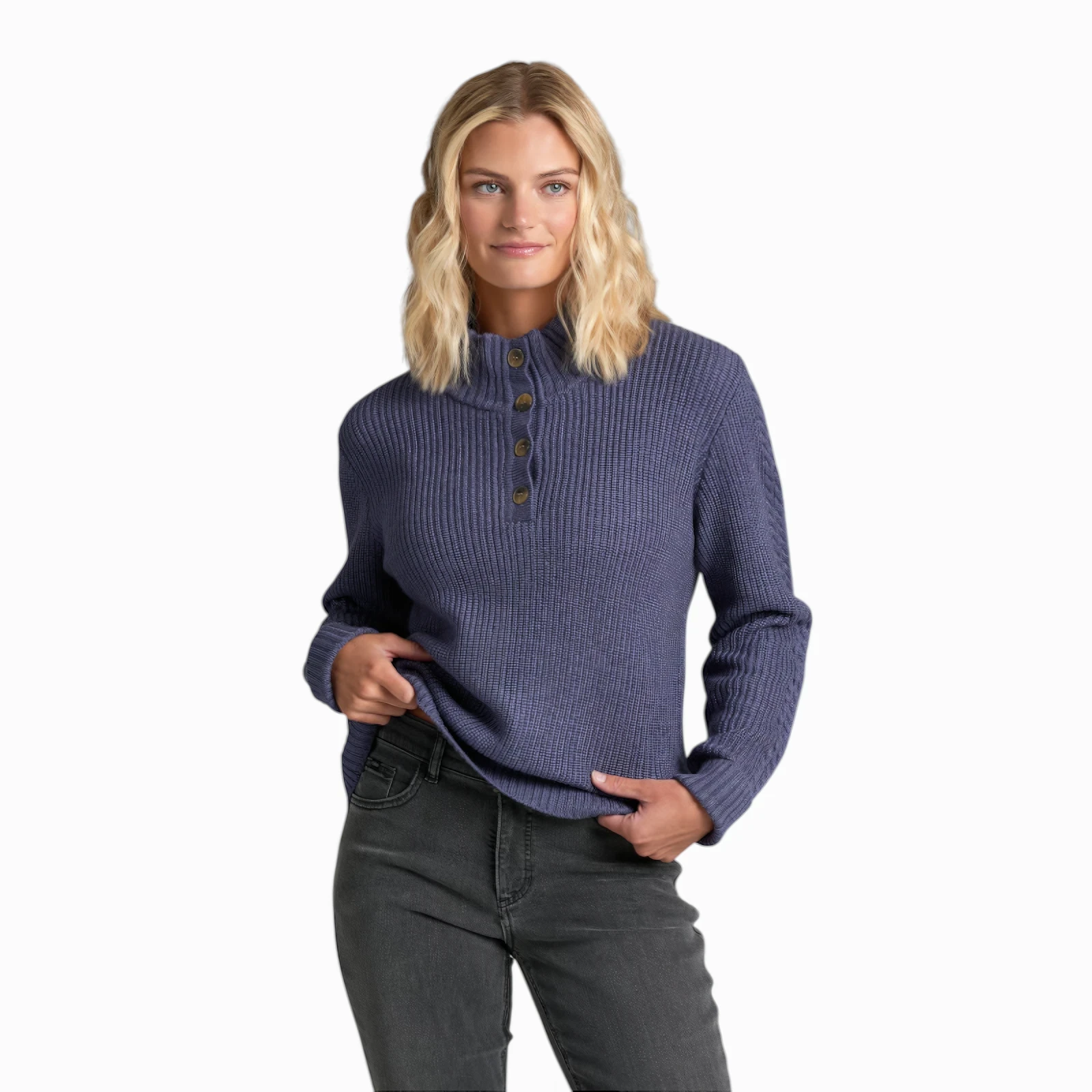 Kuhl Women's Fireside Henley Sweater - Deep Periwinkle