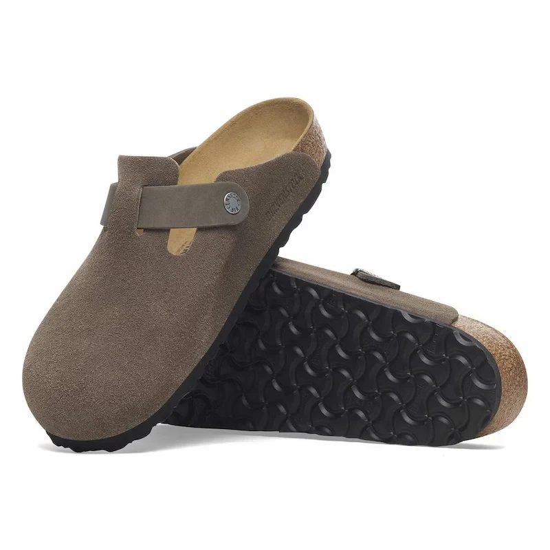 Birkenstock Boston Clog – Concrete Gray Suede Leather – Men's