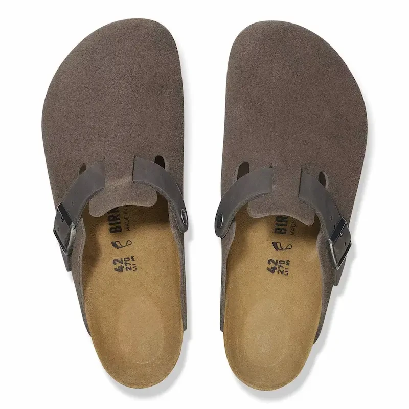 Birkenstock Boston Clog – Concrete Gray Suede Leather – Men's