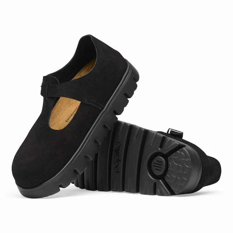 Birkenstock Paris Chunky Clog – Black Suede leather – Women's