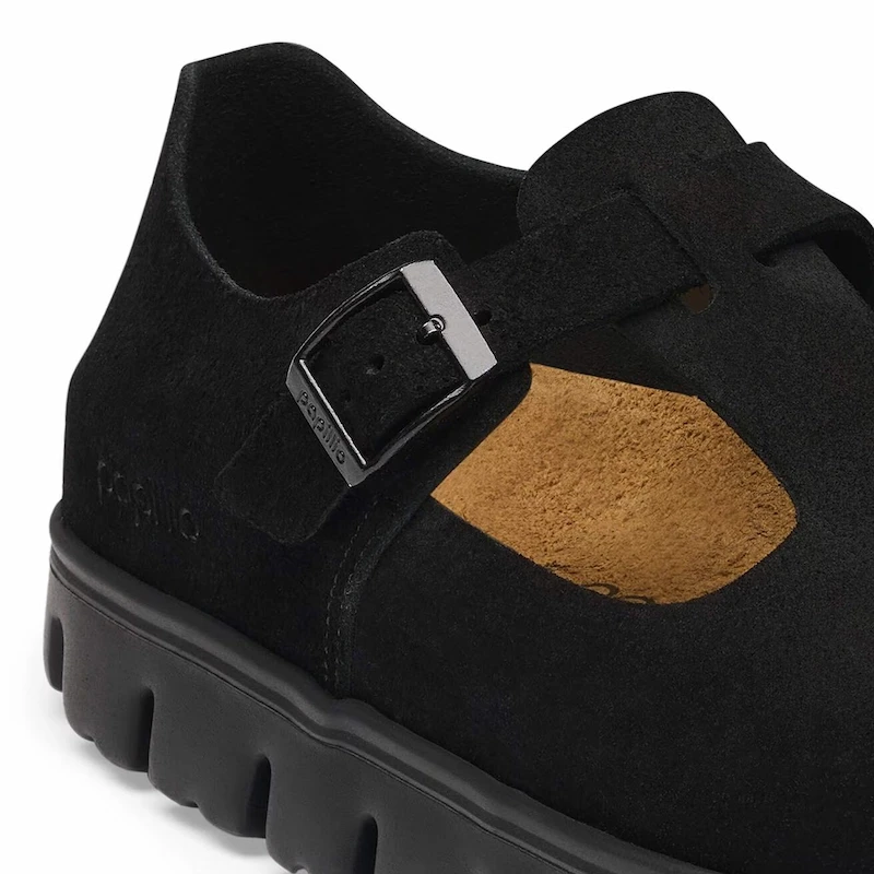 Birkenstock Paris Chunky Clog – Black Suede leather – Women's