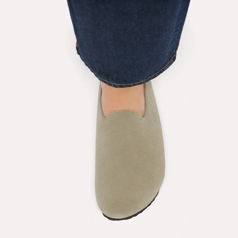 Birkenstock Amsterdam Wrapped Clog – Taupe Suede Leather – Unisex
