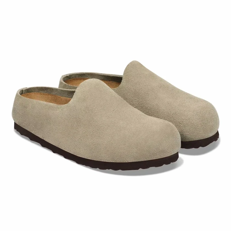 Birkenstock Amsterdam Wrapped Clog – Taupe Suede Leather – Unisex