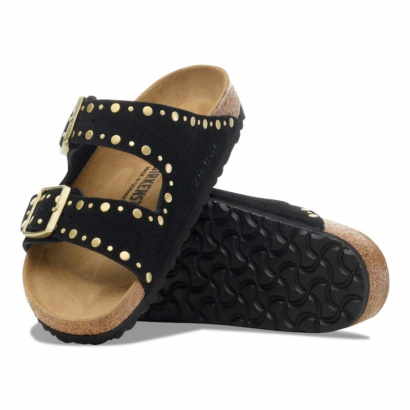 Birkenstock Arizona Rivet Sandal – Black Suede Leather – Women's
