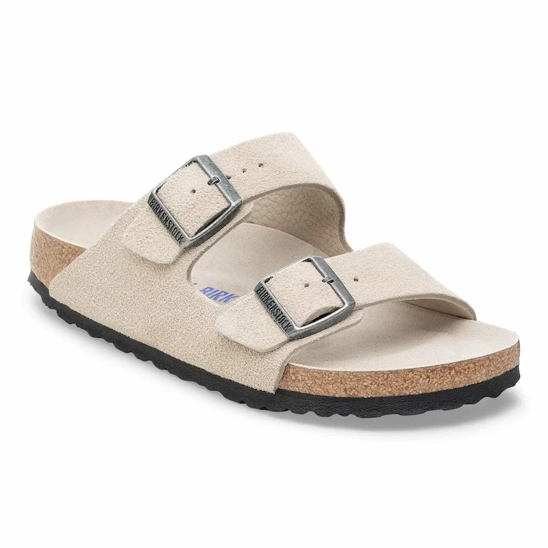 Birkenstock Arizona Soft Footbed Sandal – Oyster Tonal Suede Leather – Women's